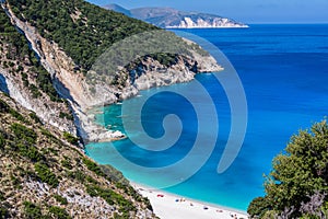 Picturesque view on Myrthos beach Greece, Kefalonia island