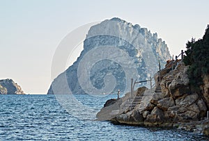 Picturesque view of the mysterious island of Es Vedra