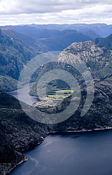 Picturesque view at Norwegian fjord photo