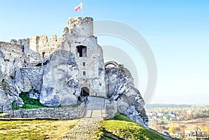 Picturesque view of Ogrodzieniec castle. Near Cracow, Poland.