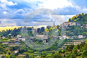 Picturesque view of outskirts of Bergamo city, Italy