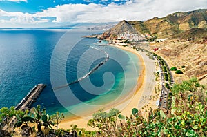 Picturesque view of Playa de las Teresitas beach, Tenerife