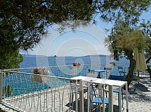 A picturesque view from the promenade on the azure mediterranian sea in Dalmatia, Croatia