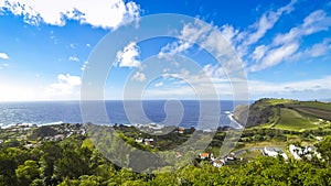 Picturesque view of South coast of Sao Miguel island near Ague de Pau village, Azores, Portugal