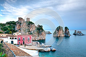 Picturesque view of Tonnara di Scopello. Beautiful landscape of Sicily, Italy