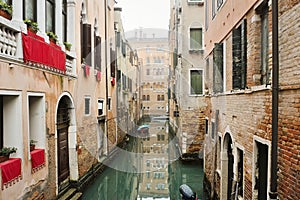 Picturesque view of venetian canal, Venice, Italy