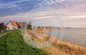 The picturesque village of Durgerdam on the lake Buiten IJ in th