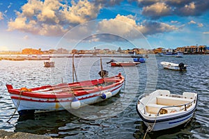 The picturesque village of Marzamemi, in the province of Syracuse, Sicily. Square of Marzamemi, a small fishing village, Siracusa