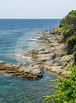 The picturesque village of Porticciolo in Cap Corse on a summer morning, France.