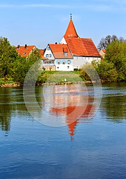 Picturesque village Winterhausen am Main, near Wuerzburg, Germany