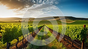 A picturesque vineyard with rows of grapevines