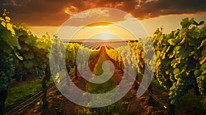 Picturesque vineyard at sunset. Generative Ai.NO.02