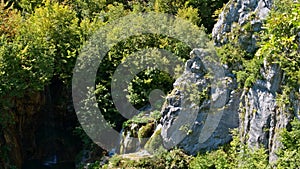 Picturesque waterfalls scenery in Plitvice Lakes National Park