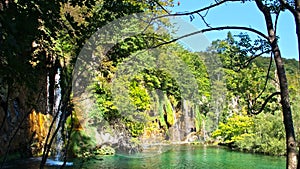 Picturesque waterfalls scenery in Plitvice Lakes National Park