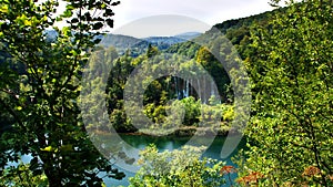 Picturesque waterfalls scenery in Plitvice Lakes National Park