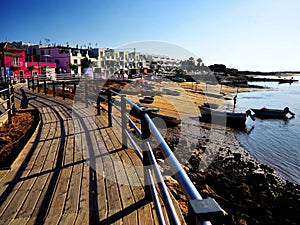 Picturesque Waterfront Boardwalk Scene