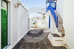 Picturesque white settlement called Pueblo Marinero designed by Cesar Manrique located in Costa Teguise, Lanzarote, Canary Island photo