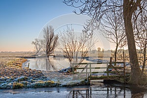 Picturesque winter landscape in the Netherlands