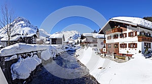 Picturesque winter landscape with river. Lech