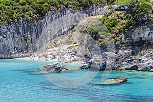 Picturesque Xigia sandy beach on north east coast of Zakynthos island, Greece