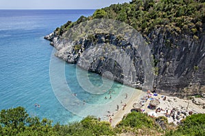 Picturesque Xigia sandy beach on north east coast of Zakynthos island, Greece