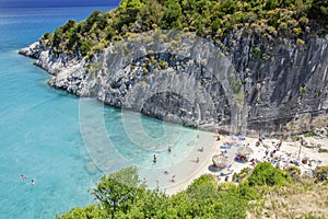 Picturesque Xigia sandy beach on north east coast of Zakynthos island, Greece