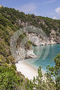 Picturesque Xigia sandy beach on north west coast of Zakynthos island, Greece