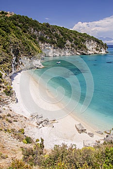 Picturesque Xigia sandy beach on north west coast of Zakynthos island, Greece