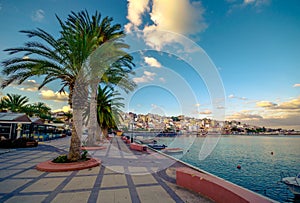 The pictursque port of Sitia, Crete, Greece at sunset.