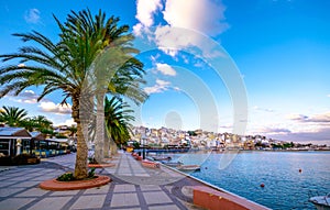 The pictursque port of Sitia, Crete, Greece at sunset.