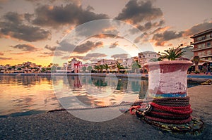 The pictursque port of Sitia, Crete, Greece at sunset.