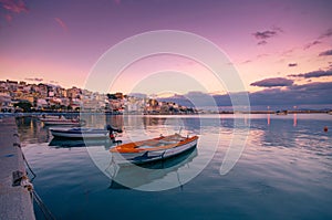 The pictursque port of Sitia, Crete, Greece at sunset.