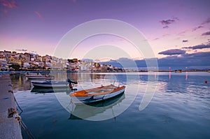 The pictursque port of Sitia, Crete, Greece at sunset.