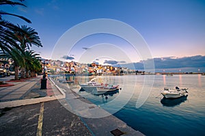 The pictursque port of Sitia, Crete, Greece at sunset.