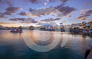 The pictursque port of Sitia, Crete, Greece at sunset.