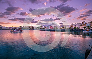 The pictursque port of Sitia, Crete, Greece at sunset.