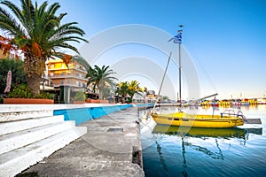 The pictursque port of Sitia, Crete, Greece at sunset. Sitia is a traditional town at the east Crete.