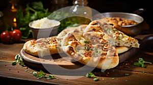 Pide bread, a boat-shaped Turkish delight, is golden-brown, crispy, and adorned with sesame seeds