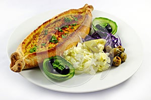 Pide with cheese and salad photo