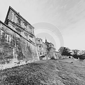 Pidhirtsi Castle Black&White. Back Facade View