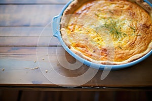 pie in a baking dish fresh from the oven