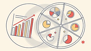 Pie chart and bar graph, data visualization, infographic chart, business data, graph design vector design Generative AI