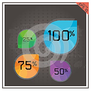 Pie chart business button number set percent map world