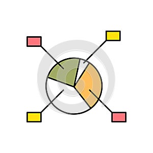 Pie Chart Colorful Diagram Infographic Concept Color Thin Line. Vector