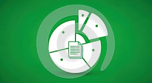 pie chart with document icon on green background
