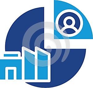 Pie chart elements symbols representing data-oriented icon facilities and the use of technology