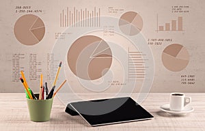 Pie chart graph office desk