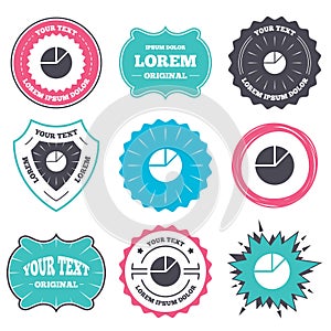 Pie chart graph sign icon. Diagram button.