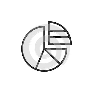 Pie Chart, icon in line design. Pie, chart, graph, data, statistics, analysis, segment on white background vector. Pie