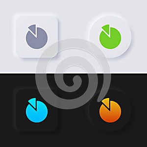Pie chart icon set, Multicolor neumorphism button soft UI Design.